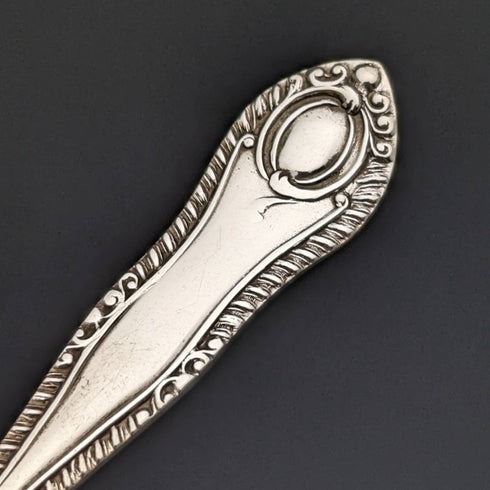 Around 1920 English antique silver plate 6 teaspoon & tongs set in case